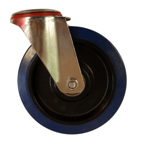 WB160B/H Bolt Hole Swivel Castor 160mm Blue Elastic Rubber Wheel.