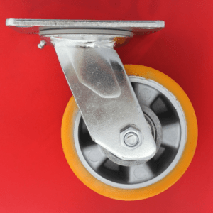 AU200B/P Swivel Plate Castor 200mm Aluminium Wheel, Polyurethane Tread.