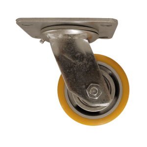 AU100B/P Swivel Plate Castor 100mm  Aluminium Wheel, Polyurethane Tread