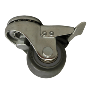 LP50B/HB Bolt Hole Swivel Castor 50mm thermoplastic rubber wheel, polypropylene rim, Braked.
