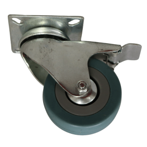 LR65P/PB Swivel Plate Braked Castor 65mm thermoplastic rubber wheel, polypropylene rim