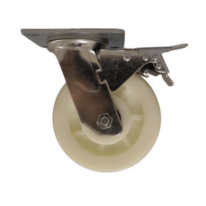 NU150B/PB Swivel Plate Castor 150mm Heavy Duty Nylon Wheel, Braked.