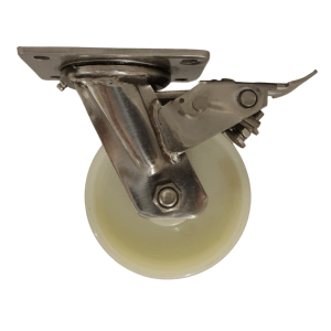 SHN125P/PB Swivel Plate Stainless Steel Castor 125mm Nylon Wheel, Braked.(Heavy Duty)