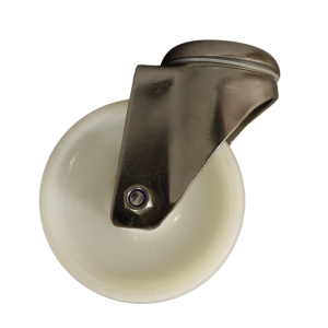 SN100P/H Bolt Hole Stainless Steel Swivel Castor 100mm Nylon Wheel.