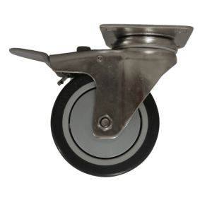 ST100B/PB Swivel Plate Stainless Steel Castor 100mm TPR Wheel, Braked.