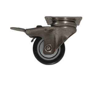 ST75B/PB Swivel Plate Stainless Steel Castor 75mm TPR Wheel, Braked.