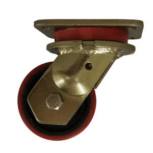 UC100B/P Swivel Plate Castor 100mm Cast Iron Wheel, Polyurethane Tread.