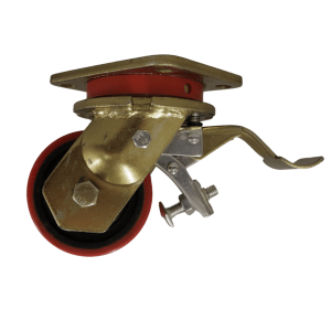 UC100B/PB Swivel Plate Castor with 100mm Cast Iron Wheel, with Polyurethane Tread, Braked.