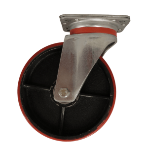 UC200B/P Swivel Plate Castor 200mm Cast Iron Wheel, Polyurethane Tread.