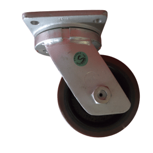 US15075B/P Swivel Plate Castor 150mm x 75mm Cast Iron Wheel Polyurethane Tread.