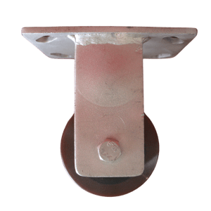 US8075B/F Fixed Castor 80mm x 75mm Cast Iron Wheel Polyurethane Tread.