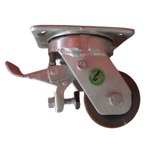 US8575B/PB Swivel Plate Castor 85mm x 75mm Cast Iron Wheel Polyurethane Tread, Braked.