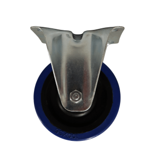 WB100B/F Fixed Castor 100mm Blue Elastic Rubber Wheel.