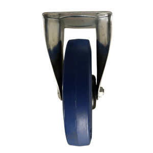 WB200B-F Fixed Castor 200mm Blue Elastic Rubber Wheel.