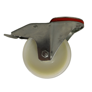 WN125P/HB Bolt Hole Swivel Castor 100mm Nylon Wheel, Braked.