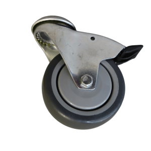 WR100B/HB Bolt Hole Swivel Castor 100mm thermoplastic rubber wheel, polypropylene rim Braked.