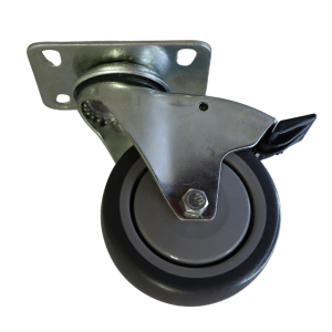 WR100B/PB Swivel Plate Castor 100mm thermoplastic rubber wheel, polypropylene rim, Braked.