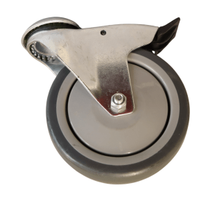WR125B/HB Bolt Hole Swivel Castor 125mm thermoplastic rubber wheel, polypropylene rim, Braked.