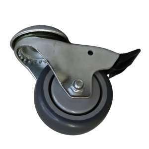 WR75P/HB Bolt Hole Swivel Castor 75mm thermoplastic rubber wheel, polypropylene rim, Braked.