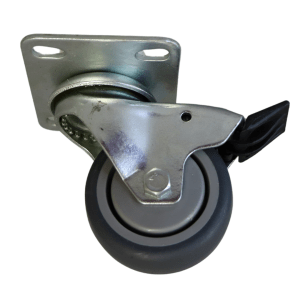 WR75B/PB Swivel Plate Castor 75mm thermoplastic rubber wheel, polypropylene rim, Braked.